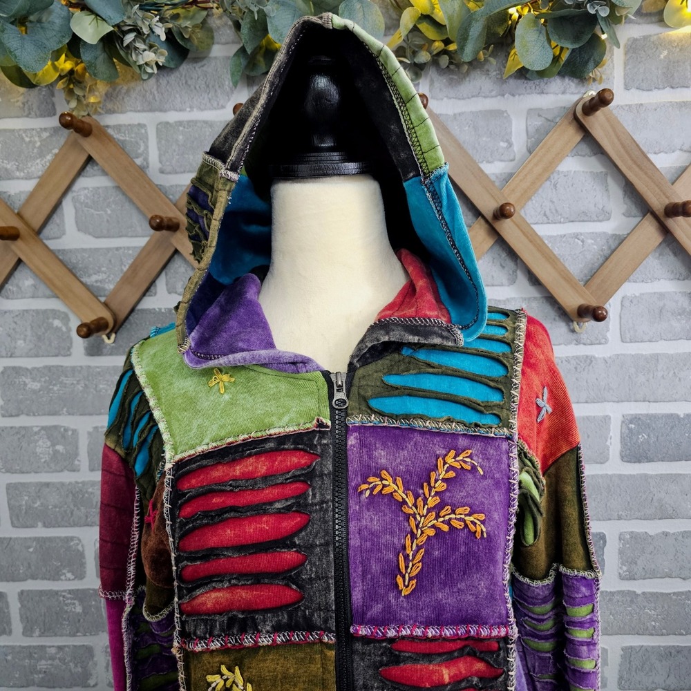 Kpc Patchwork Full Zip Jacket Boho Gypsy Festival… - image 3